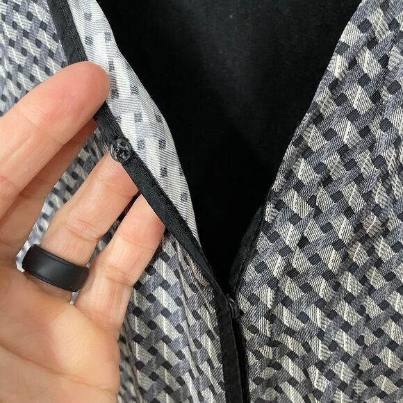 J. McLaughlin Black Cotton Modal Cardigan with snap Button Silk Front Panel - Picture 4 of 7